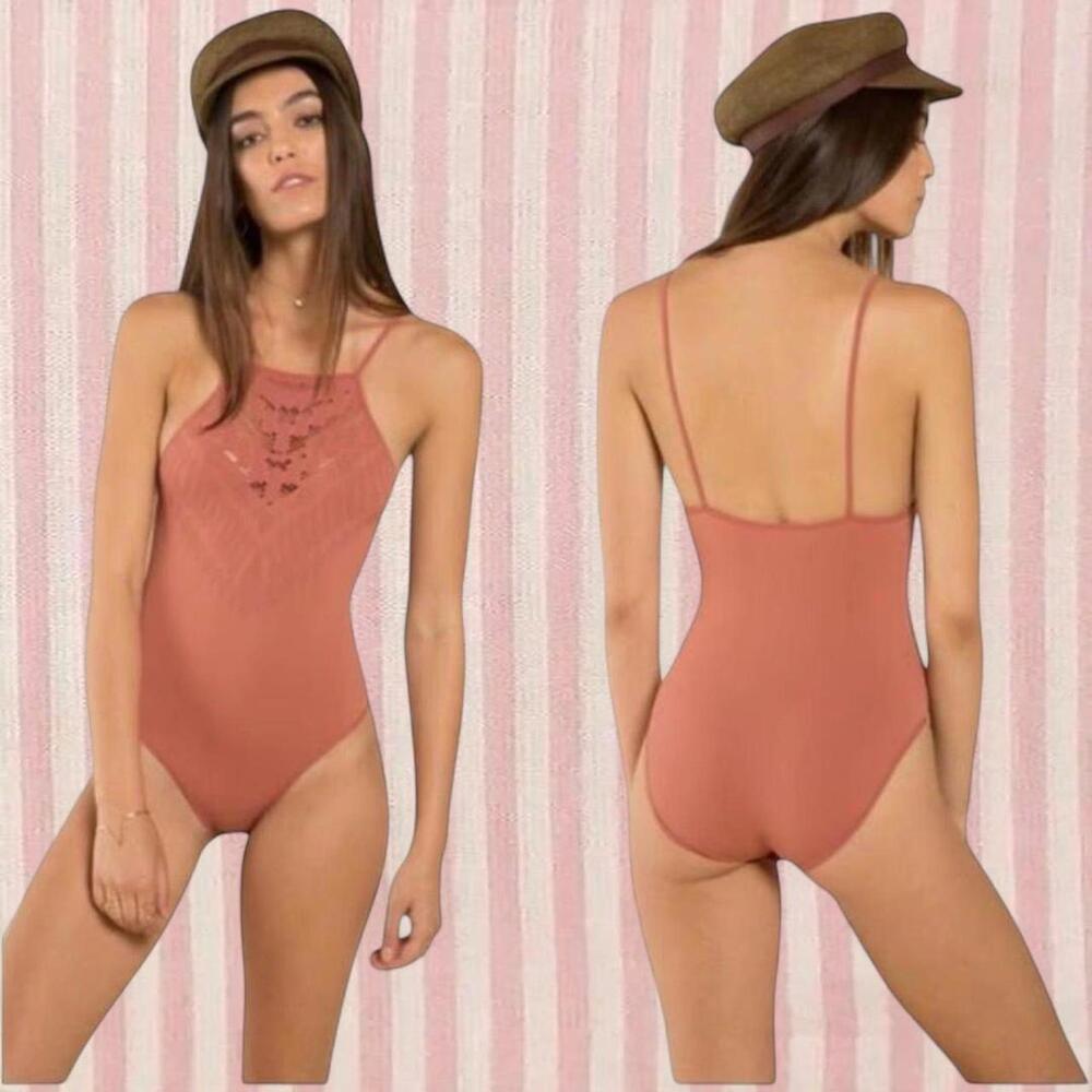 coral blush boho bodysuit